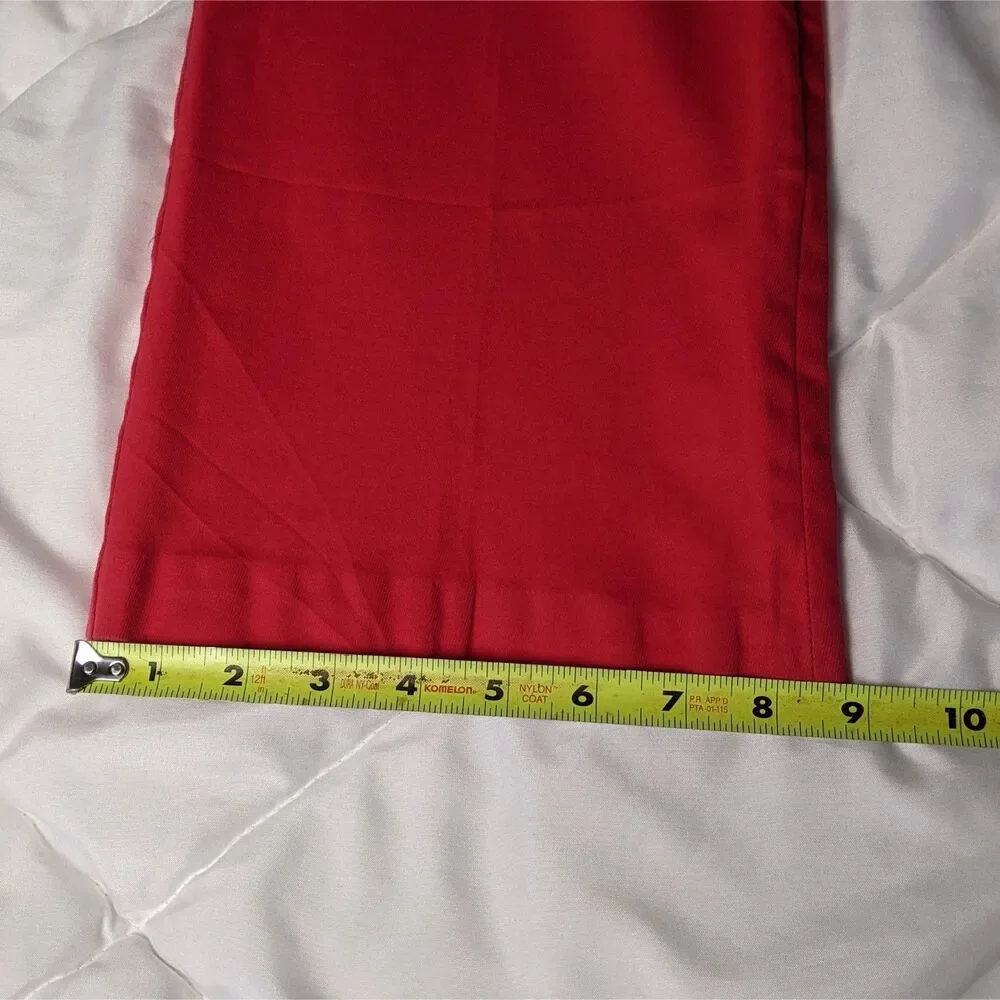Vibrant Coral Red Straight Leg Ankle Trousers| Classic Career and Casual Chic - Picture 8 of 8